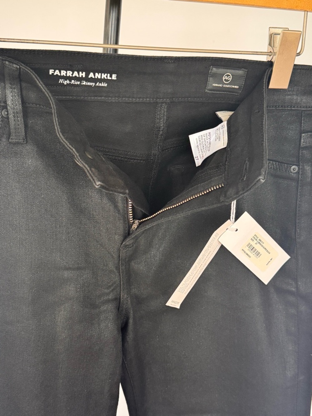 AG Adriano Goldschmied Farrah Ankle Skinny Jeans - Coated Black